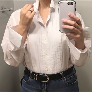 Oversized Boyfriend White Tuxedo Button Down
